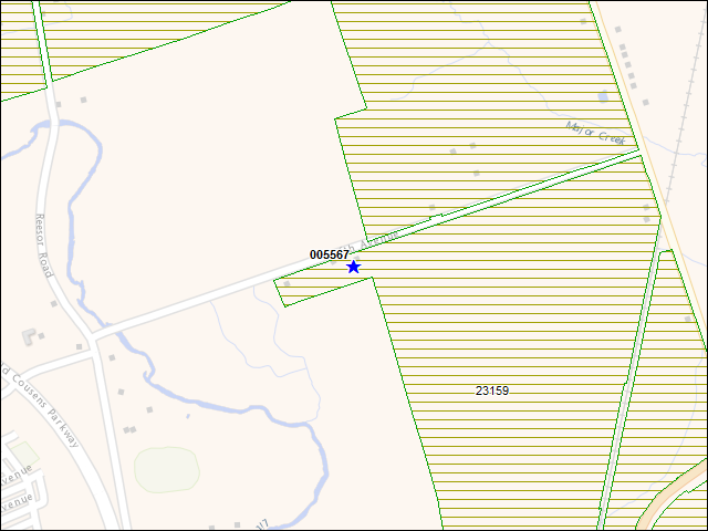 Une carte de la zone qui entoure immédiatement le bâtiment numéro 005567