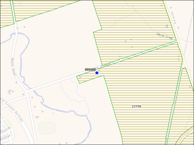 Une carte de la zone qui entoure immédiatement le bâtiment numéro 005568