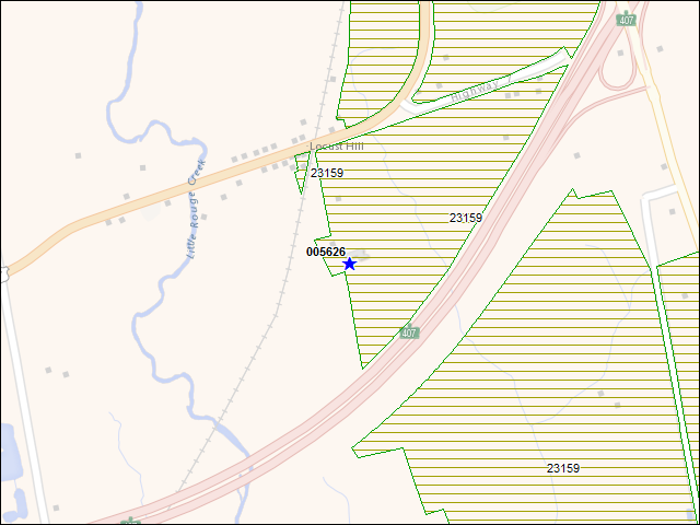 A map of the area immediately surrounding building number 005626