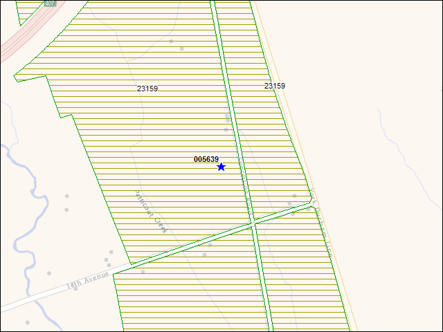 Une carte de la zone qui entoure immédiatement le bâtiment numéro 005639
