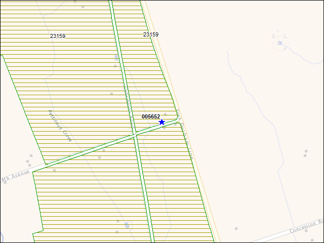 Une carte de la zone qui entoure immédiatement le bâtiment numéro 005652