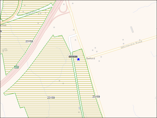 Une carte de la zone qui entoure immédiatement le bâtiment numéro 005696