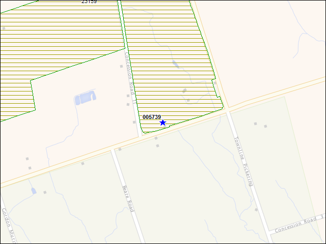 Une carte de la zone qui entoure immédiatement le bâtiment numéro 005739