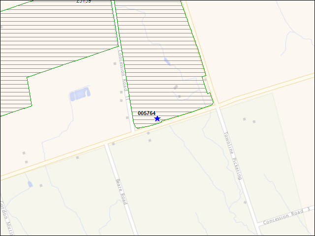 Une carte de la zone qui entoure immédiatement le bâtiment numéro 005764