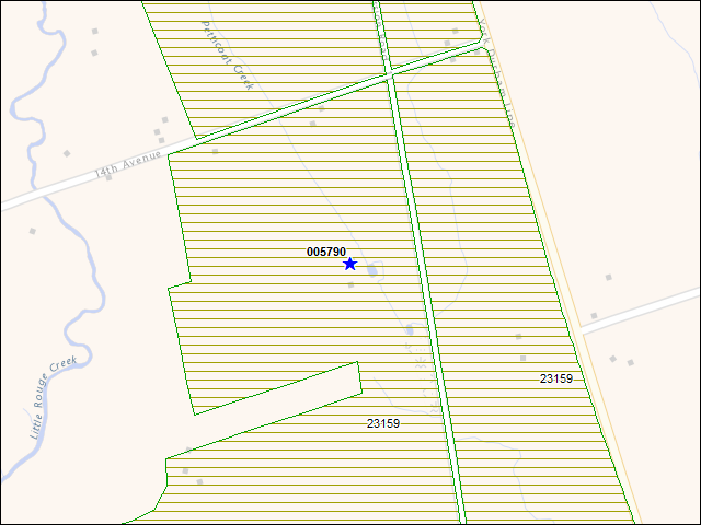 Une carte de la zone qui entoure immédiatement le bâtiment numéro 005790