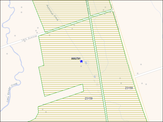 Une carte de la zone qui entoure immédiatement le bâtiment numéro 005791