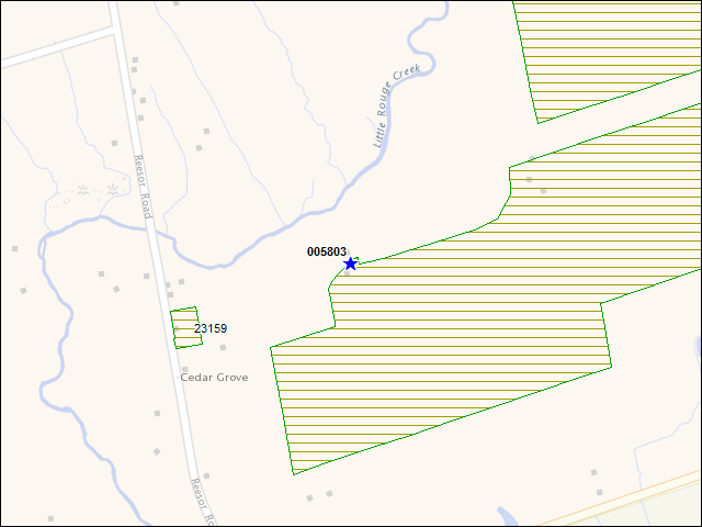 A map of the area immediately surrounding building number 005803