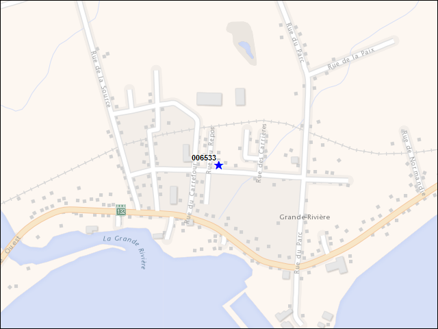 Une carte de la zone qui entoure immédiatement le bâtiment numéro 006533