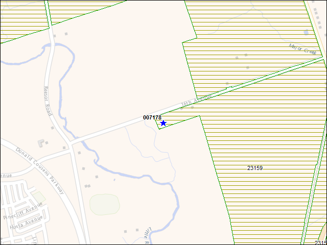 Une carte de la zone qui entoure immédiatement le bâtiment numéro 007178