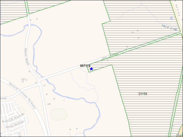 Une carte de la zone qui entoure immédiatement le bâtiment numéro 007178
