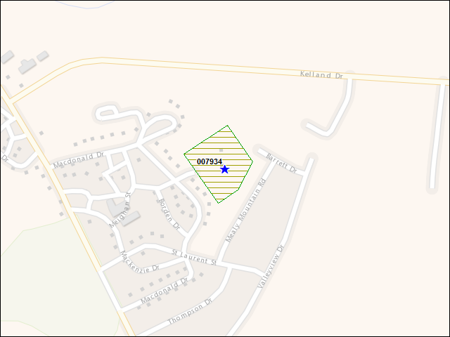 Une carte de la zone qui entoure immédiatement le bâtiment numéro 007934