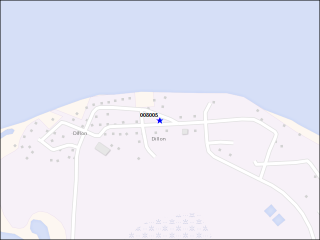 Une carte de la zone qui entoure immédiatement le bâtiment numéro 008005