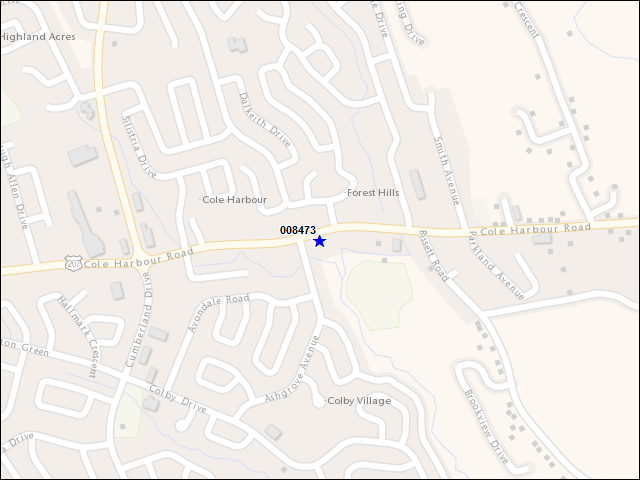 Une carte de la zone qui entoure immédiatement le bâtiment numéro 008473