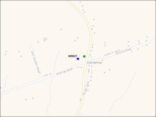 A map of the area immediately surrounding building number 009627