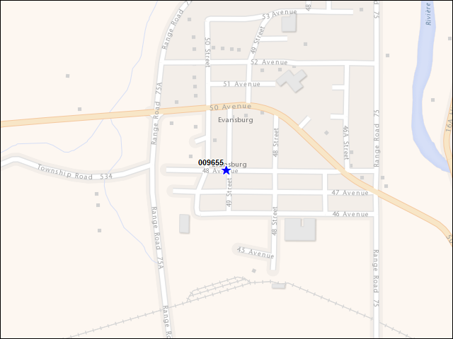 Une carte de la zone qui entoure immédiatement le bâtiment numéro 009655