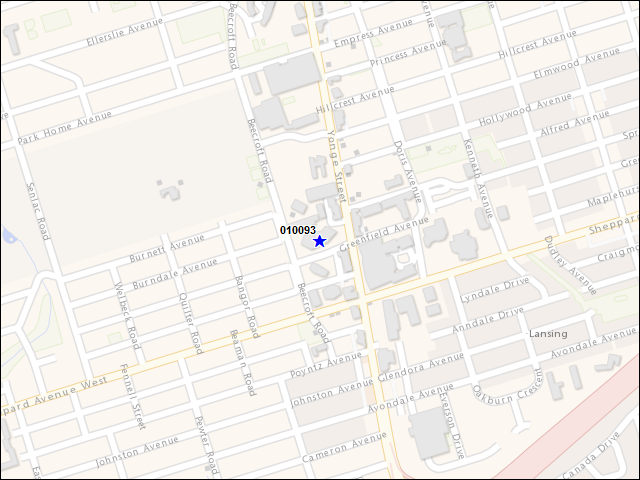 A map of the area immediately surrounding building number 010093