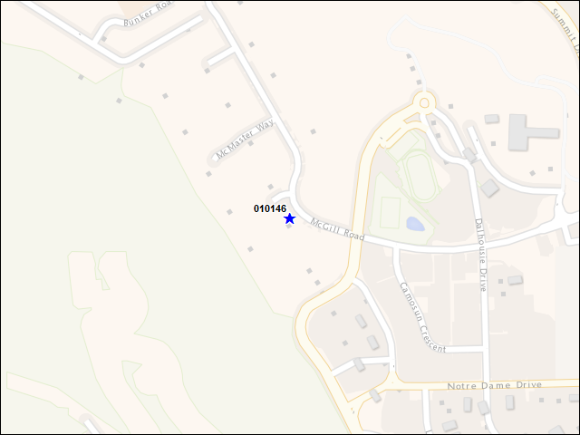 Une carte de la zone qui entoure immédiatement le bâtiment numéro 010146