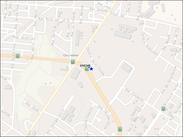 Une carte de la zone qui entoure immédiatement le bâtiment numéro 010349