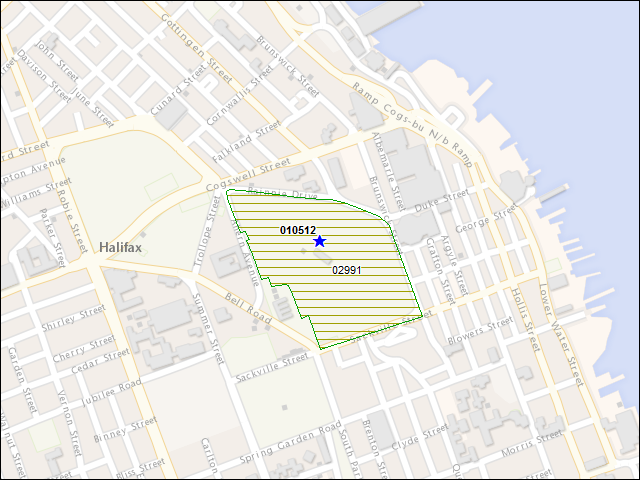 A map of the area immediately surrounding building number 010512