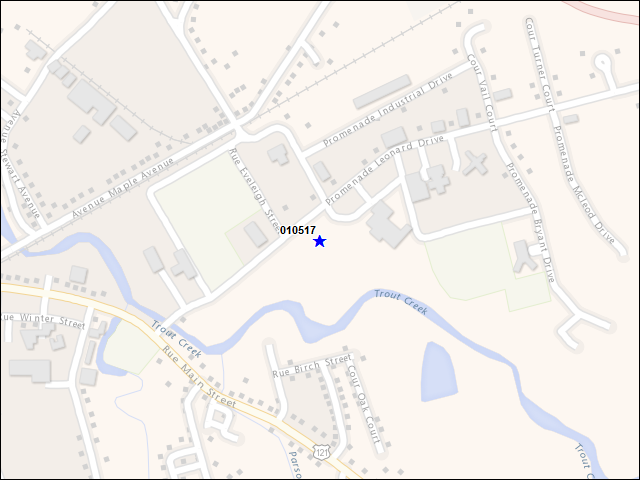 Une carte de la zone qui entoure immédiatement le bâtiment numéro 010517