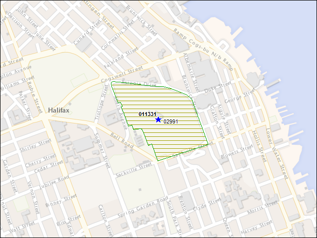 A map of the area immediately surrounding building number 011331