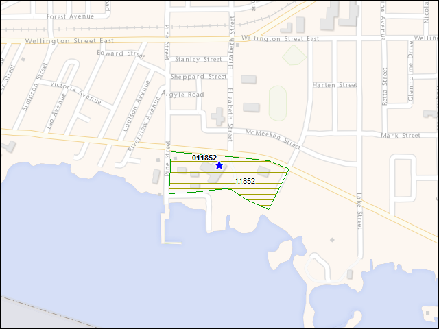 A map of the area immediately surrounding building number 011852