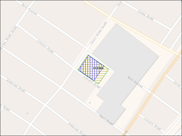 Une carte de la zone qui entoure immédiatement le bâtiment numéro 011966