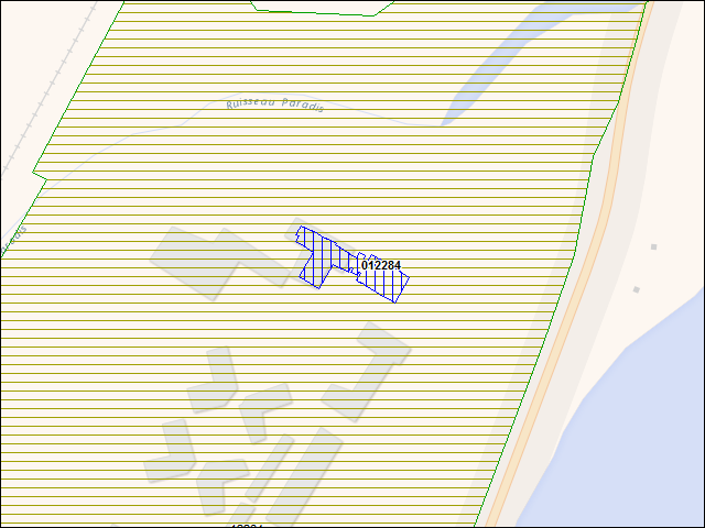 Une carte de la zone qui entoure immédiatement le bâtiment numéro 012284