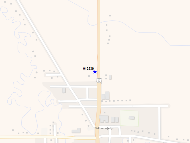 Une carte de la zone qui entoure immédiatement le bâtiment numéro 012339