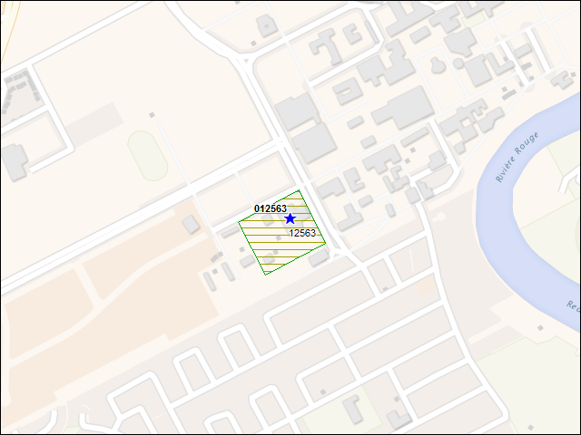 Une carte de la zone qui entoure immédiatement le bâtiment numéro 012563