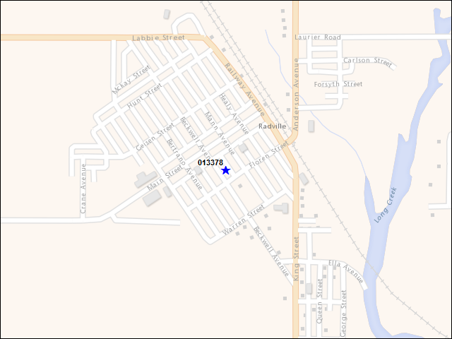 Une carte de la zone qui entoure immédiatement le bâtiment numéro 013378