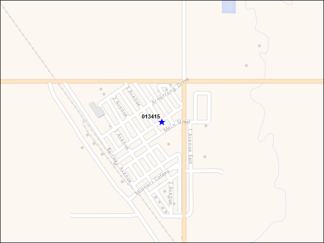 Une carte de la zone qui entoure immédiatement le bâtiment numéro 013415