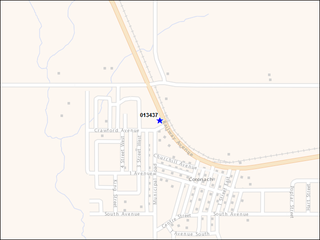 Une carte de la zone qui entoure immédiatement le bâtiment numéro 013437