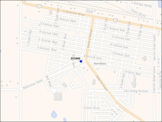 A map of the area immediately surrounding building number 013449
