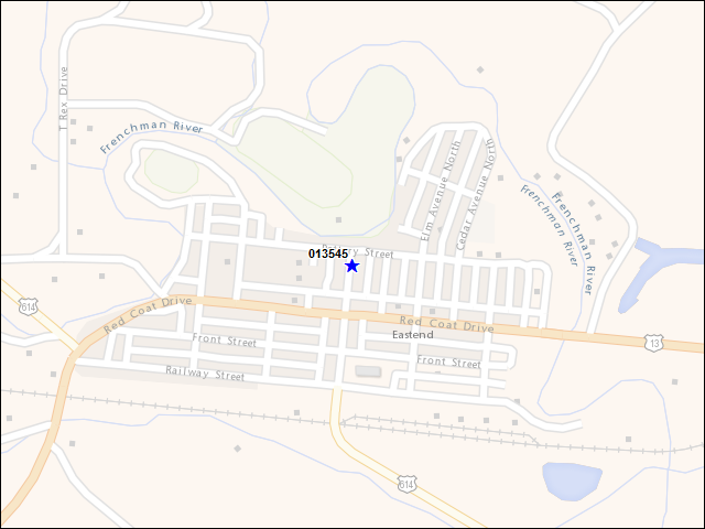 A map of the area immediately surrounding building number 013545