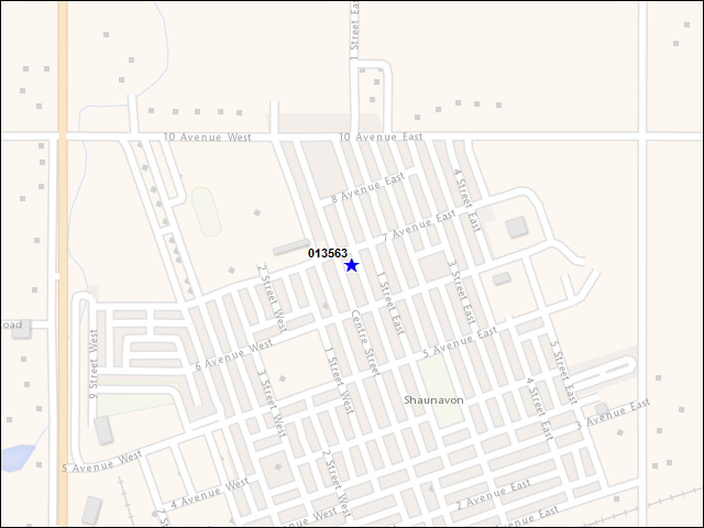 A map of the area immediately surrounding building number 013563