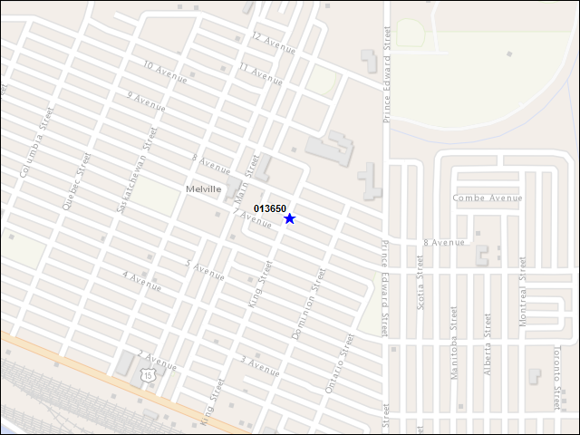 Une carte de la zone qui entoure immédiatement le bâtiment numéro 013650