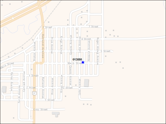 A map of the area immediately surrounding building number 013880