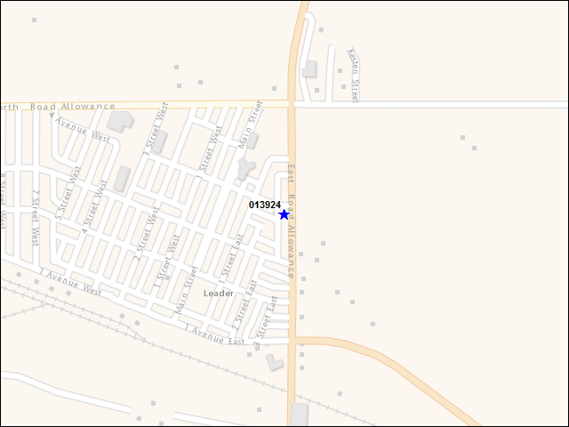 A map of the area immediately surrounding building number 013924