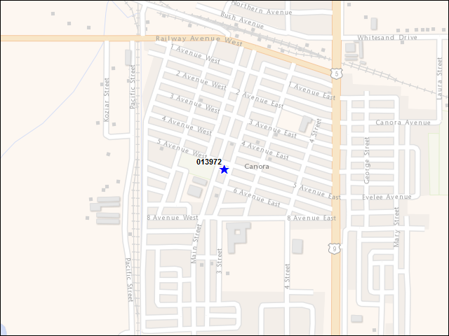 Une carte de la zone qui entoure immédiatement le bâtiment numéro 013972