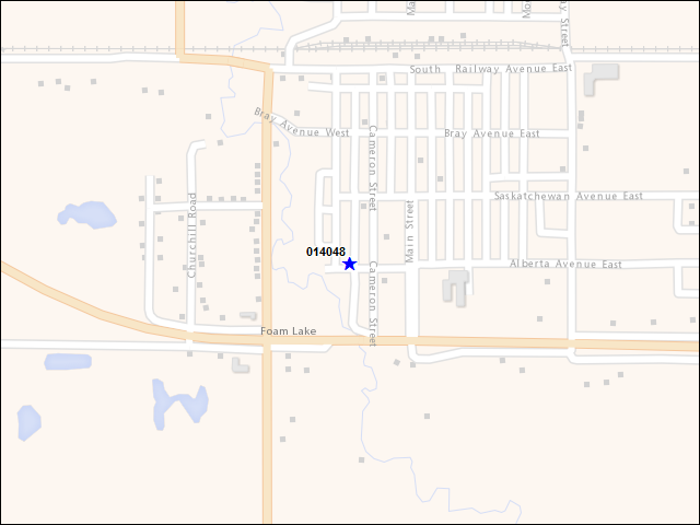 Une carte de la zone qui entoure immédiatement le bâtiment numéro 014048