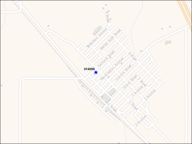 A map of the area immediately surrounding building number 014096