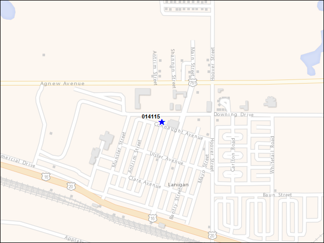 A map of the area immediately surrounding building number 014115