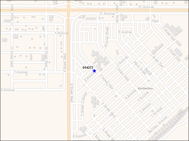A map of the area immediately surrounding building number 014277