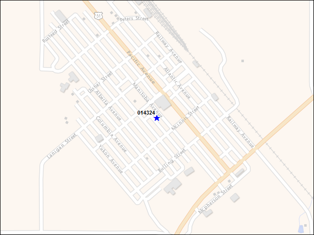 Une carte de la zone qui entoure immédiatement le bâtiment numéro 014324