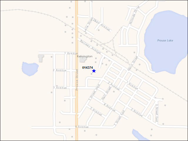 Une carte de la zone qui entoure immédiatement le bâtiment numéro 014374
