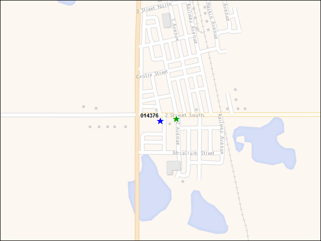 Une carte de la zone qui entoure immédiatement le bâtiment numéro 014376