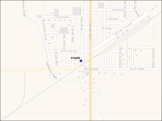 Une carte de la zone qui entoure immédiatement le bâtiment numéro 014406