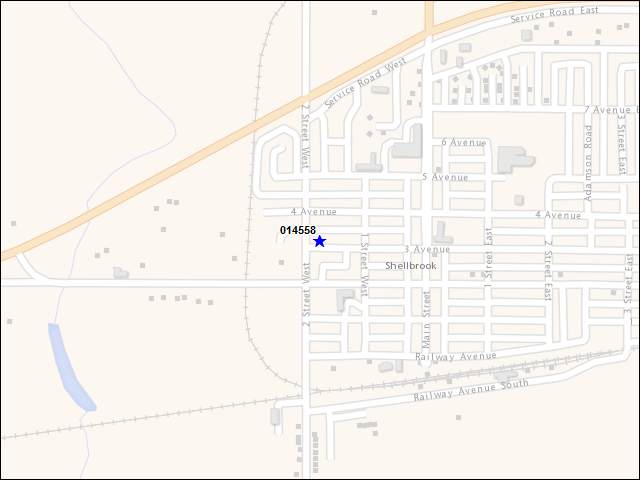 Une carte de la zone qui entoure immédiatement le bâtiment numéro 014558