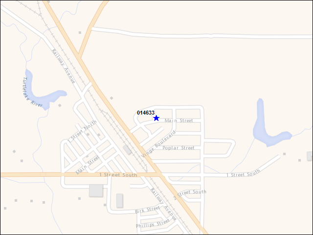 Une carte de la zone qui entoure immédiatement le bâtiment numéro 014633